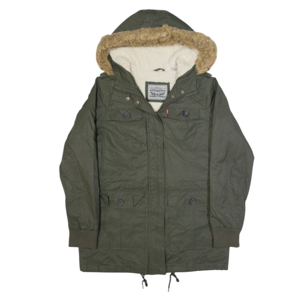 LEVI’s Hooded Parka w/ Faux Fur Trim in Olive Green Size Small — SUPER WARM!!! - Picture 3 of 15